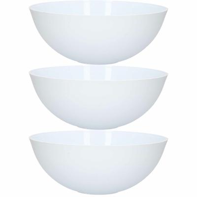 Plasticforte Serveerschaal / saladeschaal - 3x - D25 cm - kunststof - mat wit - 2,5 liter