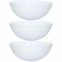 Plasticforte Serveerschaal / saladeschaal - 3x - D25 cm - kunststof - mat wit - 2,5 liter