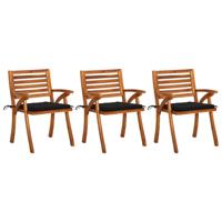 Tuinstoelen 3 st met kussens massief acaciahout