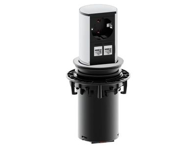 Burozuil stopcontact 230V 2 x CAT6 aluminium zwart BACHMANN 928 004