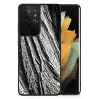 Houten Print Telefoonhoesje Samsung Galaxy S21 Ultra Boomschors Grijs
