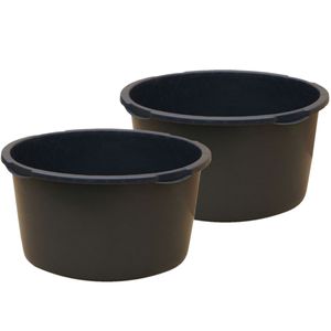 Set van 3x stuks flexibele kunststof bakken/emmers/kuipen 90 liter diameter 65,5 cm zwart