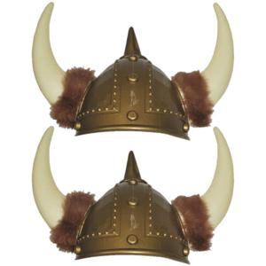 Viking helm - 2x stuks - volwassenen - kunststof - luxe - verkleed vikinghelm - accessoires