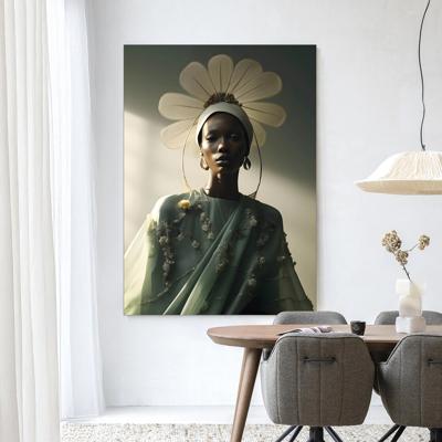 Urban Cotton Wandkleed 'Editorial Flower' 80 x 110cm in Frame - black