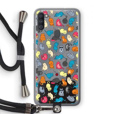 Kleurrijke katten: Samsung Galaxy A11 Transparant Hoesje met koord