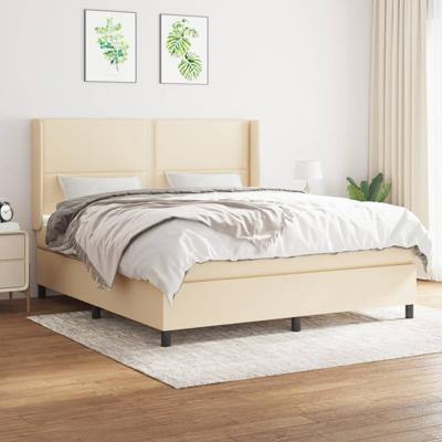 Boxspring met matras stof crèmekleurig 180x200 cm