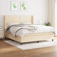 Boxspring met matras stof crèmekleurig 180x200 cm