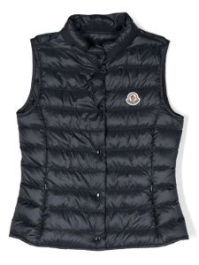 Moncler Enfant gilet matelassé à patch logo - Bleu