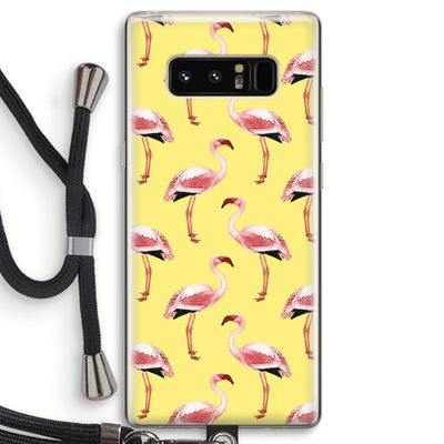 Flamingo's geel: Samsung Galaxy Note 8 Transparant Hoesje met koord