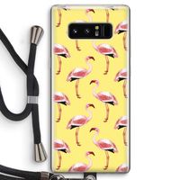 Flamingo's geel: Samsung Galaxy Note 8 Transparant Hoesje met koord