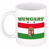 Koffie mok - Hongarije - vlag print - 300 ml - wit - keramiek - Supporters - Landen - Beker