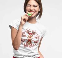 Rendier en vlok kerst t-shirt