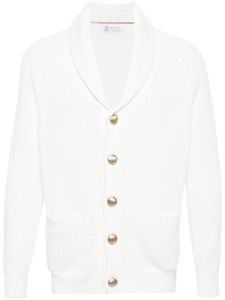 Brunello Cucinelli cardigan à logo embossé - Blanc