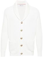 Brunello Cucinelli cardigan à logo embossé - Blanc - thumbnail