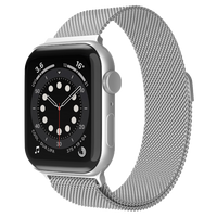 Bandje geschikt voor Apple Watch 42/44MM - Geschikt voor Series 1/2/3/4/5/6/7/8/9/SE/Ultra 1&2 - Maat One Size - Horlogebandje - Milanees - Zilver - thumbnail