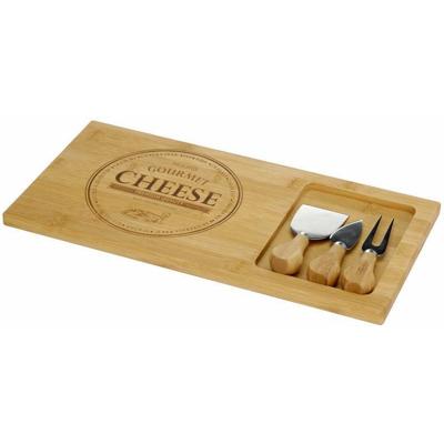 Excellent Houseware Kaasplank - met 4 mesjes - bamboe - serveerplank