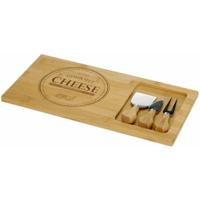Excellent Houseware Kaasplank - met 4 mesjes - bamboe - serveerplank