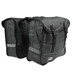 Fietstas dubbel - mat zwart - 35L - 36 x 34 x 14 cm - bisonyl - gespsluiting