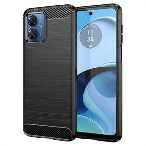 Motorola Moto G14 Geborsteld TPU Hoesje - Koolstofvezel - Zwart