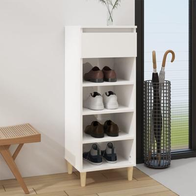 Schoenenkast 40x36x105 cm bewerkt hout hoogglans wit