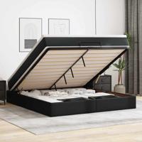 Ottoman bed met matras 160x200cm kunstleer zwart
