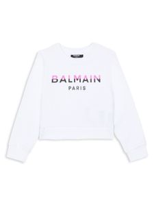 Balmain Kids sweat en coton à logo imprimé - Blanc