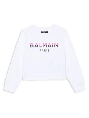 Balmain Kids sweat en coton à logo imprimé - Blanc