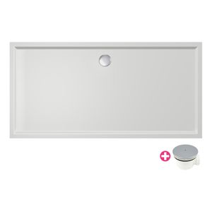 Douchebak Xenz Mariana | 160x80x4 cm | Incl.Afvoersifon-Chroom | Acryl | Rechthoekig | Wit glans