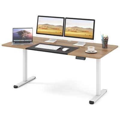 Elektrisch Sta-bureau 140 x 70 cm In Hoogte Verstelbaar Bureau Ergonomisch Zit-sta-bureau-Lichtbruin