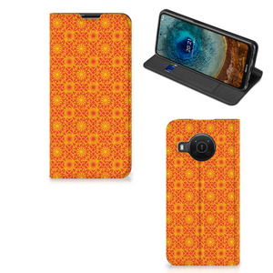 Nokia X20 | X10 Hoesje met Magneet Batik Oranje