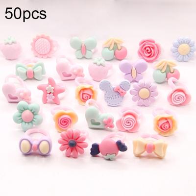 50 PC'S kinderen cute cartoon hars bloem dierlijke hart Bow-knoop ring Frosted oppervlak