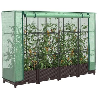 Plantenbak verhoogd met kashoes 160x40x123 cm rattanlook