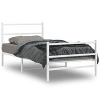Bedframe met hoofd- en voeteneinde metaal wit 100x190 cm