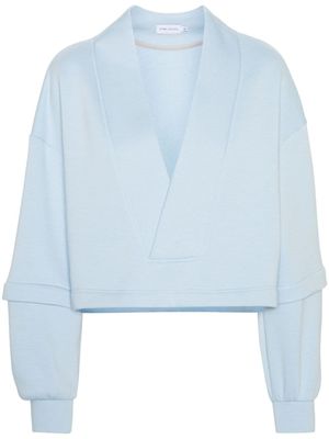 Ioana Ciolacu sweat en coton mélangé à col v - Bleu