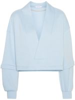 Ioana Ciolacu V-neck cotton-blend sweatshirt - BLUE