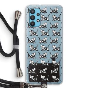 Zwarte poes: Samsung Galaxy A32 4G Transparant Hoesje met koord