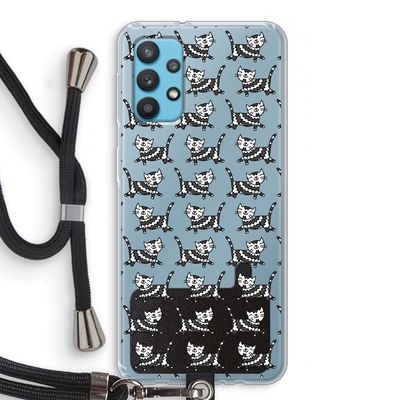Zwarte poes: Samsung Galaxy A32 4G Transparant Hoesje met koord