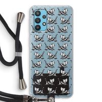Zwarte poes: Samsung Galaxy A32 4G Transparant Hoesje met koord