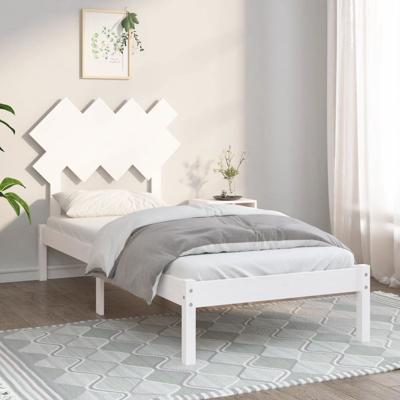 Bedframe massief hout wit 90x190 cm