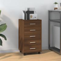 Ladekast met wieltjes bewerkt hout bruineiken