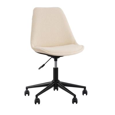 Leen Bakker - Bureaustoel Senja - Bouclé - Off-white - Zwart Metaal - Stof/Metaal - Wit - 54x84x45 Cm