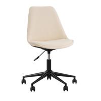 Leen Bakker - Bureaustoel Senja - Bouclé - Off-white - Zwart Metaal - Stof/Metaal - Wit - 54x84x45 Cm