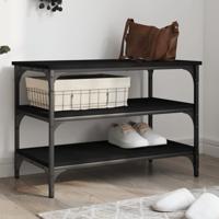 Schoenenbankje 70x38,5x49 cm bewerkt hout zwart