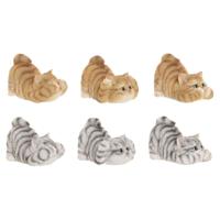Decoratieve figuren Home ESPRIT Grijs Oranje Katten 5 x 9 x 6 cm (6 Stuks)