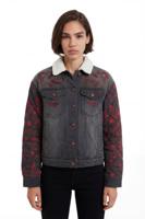 Oversized spijkerjack van twee stoffen - BLUE - S