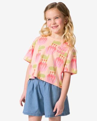 HEMA Kinder T-shirt jersey bloemen lichtroze (lichtroze)