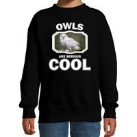 Sweater owls are serious cool zwart kinderen - uilen/ sneeuwuil trui - thumbnail