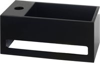 Saqu Tenno fontein links 35x20cm met handdoekhouder mat zwart
