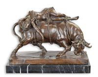 BRONZEN SCULPTUUR VAN EUROPA EN DE STIER - thumbnail