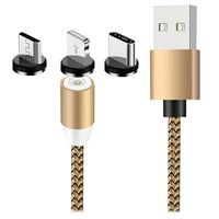 3-in-1 LED Magnetisch Kabel - Lightning, USB-C, MicroUSB - 1m - Goud - thumbnail